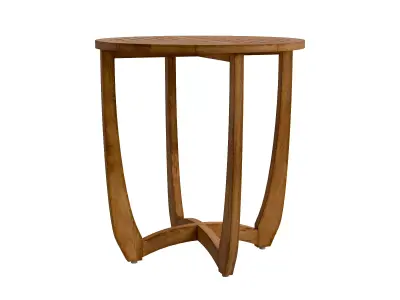 Outdoor Circular Wood Bistro Table And Slat Panel Table Top Low-poly 3D model