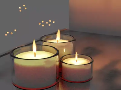 Candles three on table Free 3D model