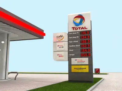 Total France Gasoline Station High Detail 3D model