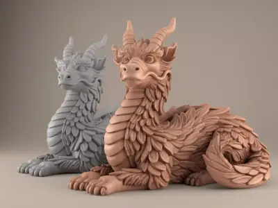 3D Dragon Sculpture Model for Home Decor - STL File 3D print model