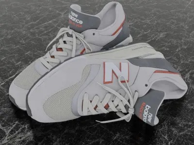 NEW BALANCE 997 3D SHOES - WHITE - RED Low-poly 3D model