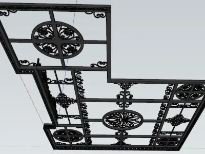 Iron Glass Roof Art Mounted Villa Facade 3D model 3D model  3D model