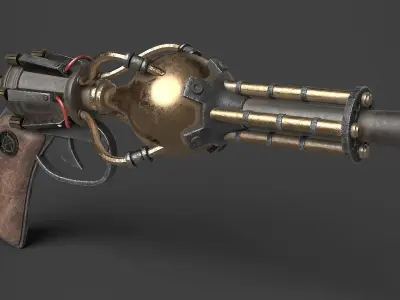 Steampunk Gun 01 Low-poly 3D model