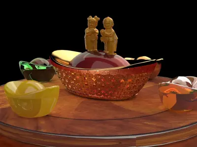 Chinese gold ingot  3D model shop
