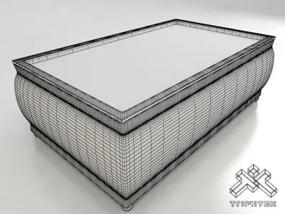 Classic coffee table with glass top 3D model