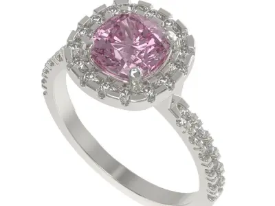 Cushion Halo Engagement Ring 3D print model