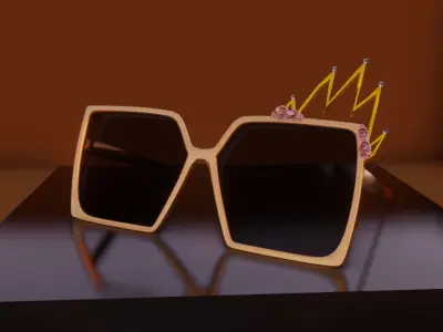 Luxury Queen Sunglasses 3D Model with stones  Low Polygon Low-poly 3D model