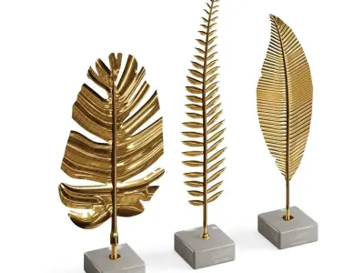Golden leaf Decoration set 3D model