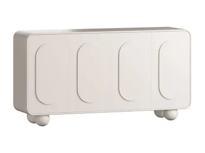 White Solid and Manufactured Wood Sideboard Credenza 3D model