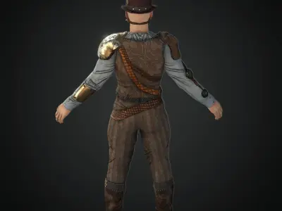  Steampunk rigged character Low-poly 3D model
