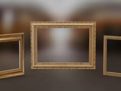 Golden Picture Frames Set Low-poly 3D model