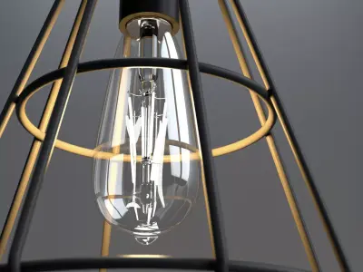 Cage lamp with vintage bulb 3D model