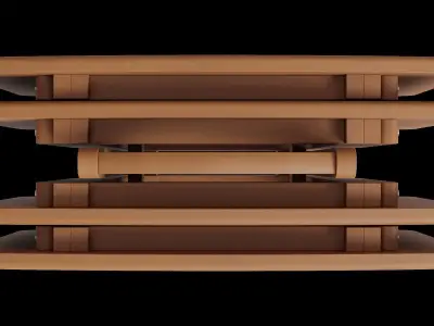 Set Of 4 Small Foldable Wooden Tables 3D model