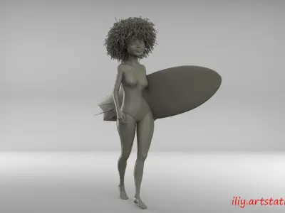 Surf girl 3D print model