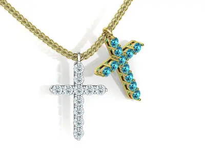 2mm Diamond Cross 11gems Bespoke Cross 3D print model