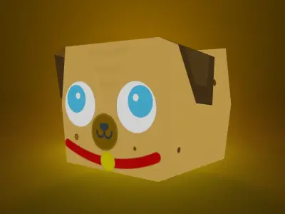 Cutest Golden Pug Low-Poly 3D Model Low-poly 3D model