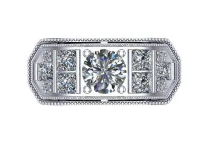 Art Deco Ring 3D print model 14