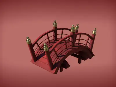 3D Stylized Japanese Type Bridge Asset Free 3D model