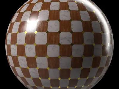 Marble Tile Materials 9- Mix by Wood and Metal TIle Pbr Seamless Low-poly 3D model