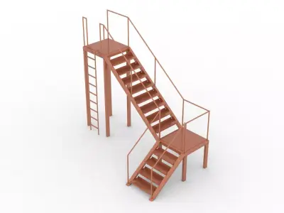 Stair 3D model metal ladder 3D print model