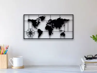 World Map Wall Art 3D print model 6