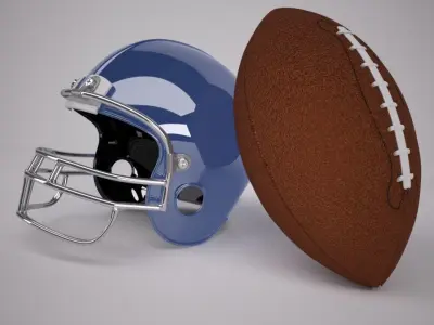 Regulation NFL Football and Helmet 3D model