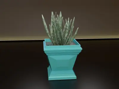 Cubic pot flower plant 3D print model