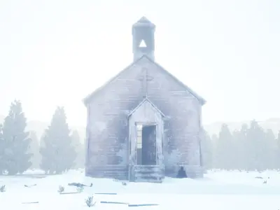 1800s Western Church Low-Poly  Free low-poly 3D model