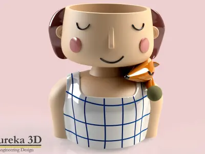 Little girl flowerpot 3D print model
