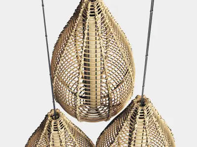 Lamp wicker branch rattan spindle 3D model