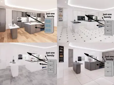 KITCHEN CABINETS - revit family - million possibilities Low-poly 3D model