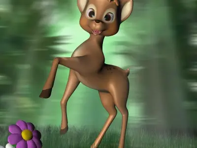 Cartoon Deer Rigged Low-poly 3D model