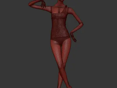 Girls Band Woman swimsuit One-shoulder 3D model