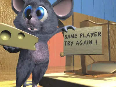 Cartoon Mouse Rigged Low-poly 3D model