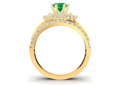 Luxury Emerald Diamond Engagement Ring for Women  1131 3D print model