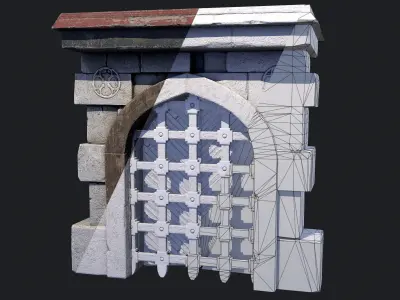 Castle gate Low-poly 3D model