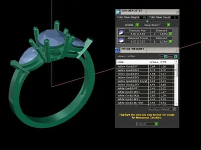 Frosty Morning Three Stone Solitaire Ring 3D print model