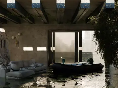 Apocalyptic Flooded Luxury Interior 3D model