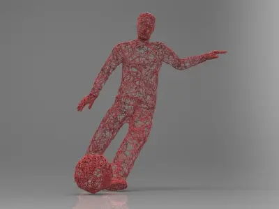 Wire football shooting sculpture 3D model
