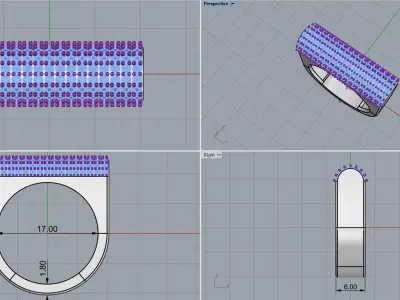 Signet ring with gems model 651 3D print model