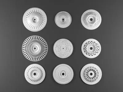9 ornamental  decoration for ceiling 3d model kitbash vol 30 3D model