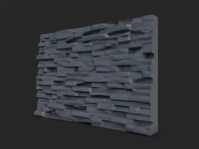Vine Covered Stone Wall Panel 3D model