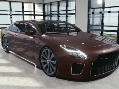 BLENDER EEVEE Brandless Mid Size 2 door sedan Low-poly 3D model