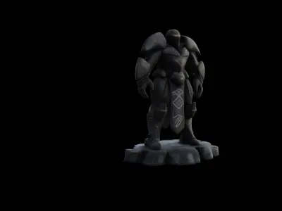 Ancient Guardian Stone Statue 3D model