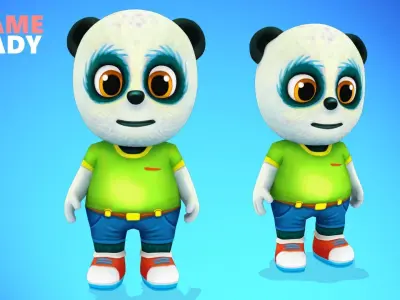 Panda Bear Low poly Animated Rigged Low-poly 3D model