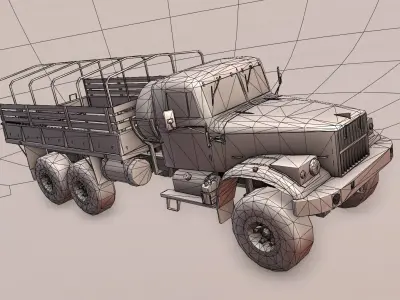 KRAZ Military Truck Low-poly 3D model