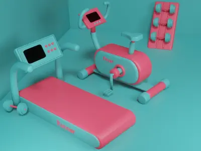 sports GYM cute and sweet Low-poly 3D model