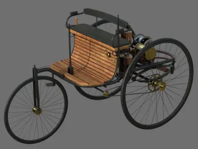 1886 Benz Patent Motorwagen Low-poly 3D model