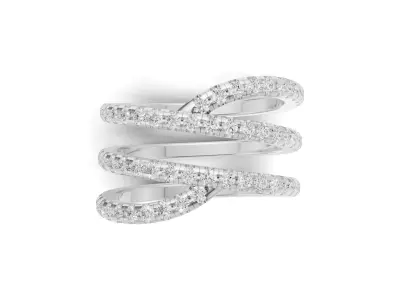 Multi Row Diamond Band Ring 3D print model
