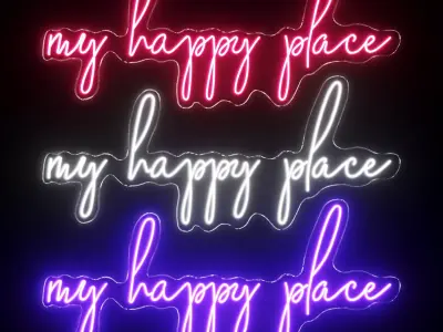 My Happy Place Neon Sign 3D model